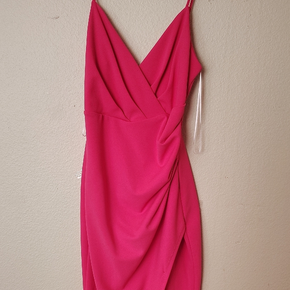 Elegant Pink Draped Women's Dress